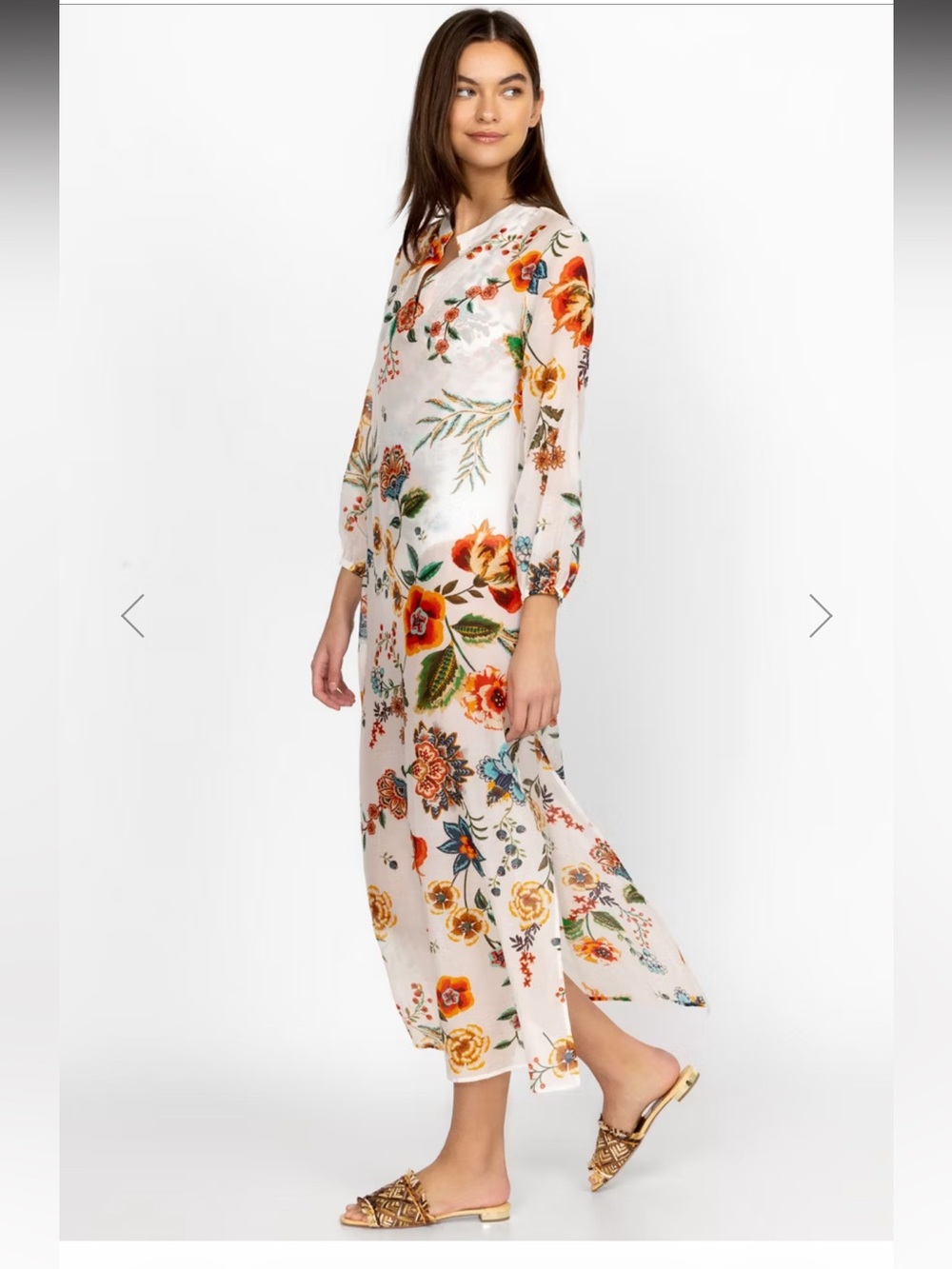 Johnny Was Puff sleeve ardella maxi dress floral size large